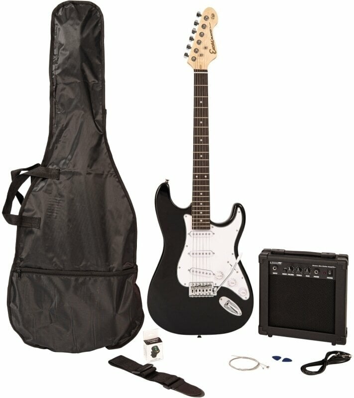 Elektrische gitaar Encore E60 Blaster Pack Gloss Black Gloss Black