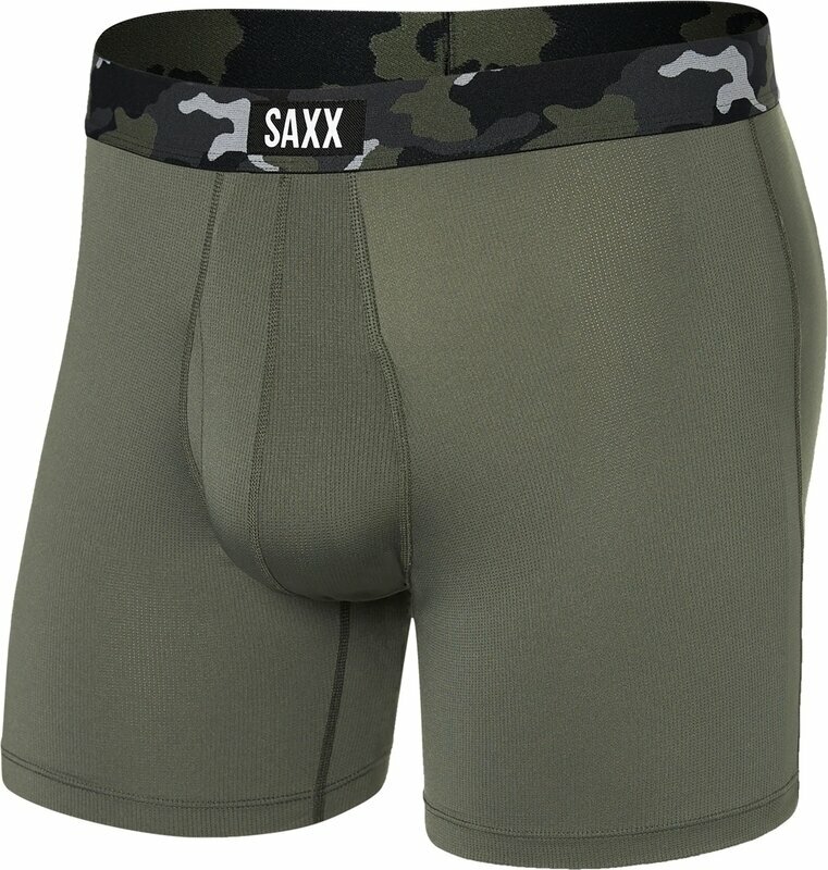 Fitness spodní prádlo SAXX Sport Mesh Boxer Brief Dusty Olive/Camo L Fitness spodní prádlo