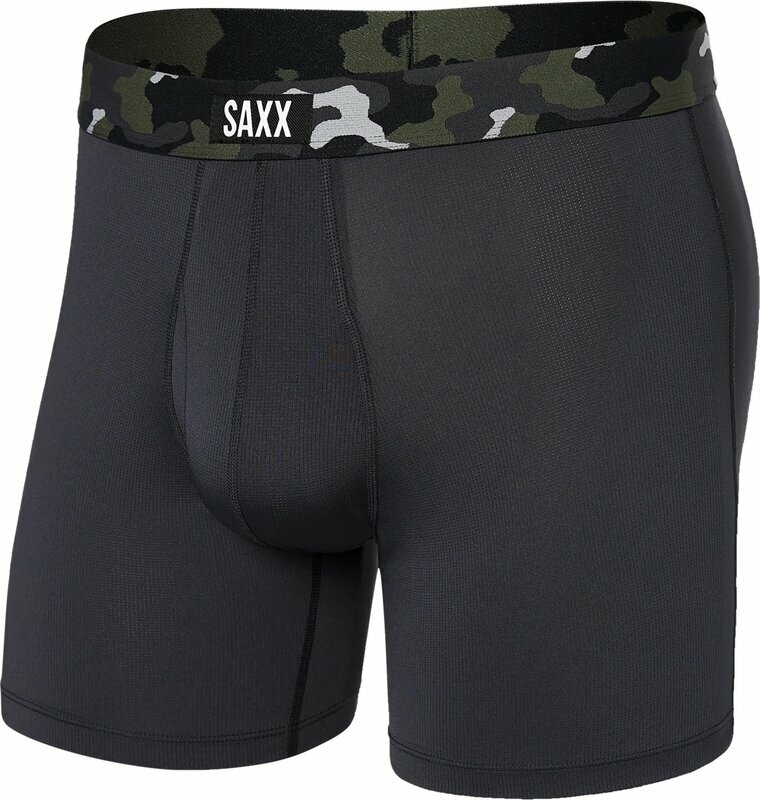 Fitness fehérnemű SAXX Sport Mesh Boxer Brief Faded Black/Camo L Fitness fehérnemű
