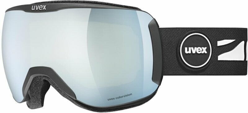 Ski Brillen UVEX Downhill 2100 Black Mat Mirror White/CV Green Ski Brillen