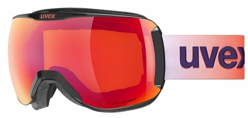 Masques de ski UVEX Downhill 2100 Black Shiny Mirror Scarlet/CV Orange Masques de ski