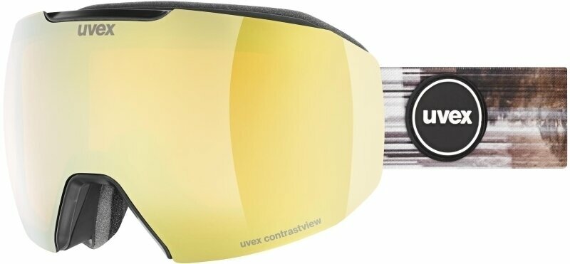 Skidglasögon UVEX Epic Attract Black Mat Mirror Gold/Contrastview Orange Lasergold Lite Skidglasögon