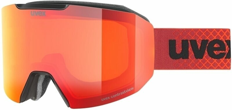 Ochelari pentru schi UVEX Evidnt Attract Black Mat Mirror Sapphire/Contrastview Orange Lasergold Lite Ochelari pentru schi