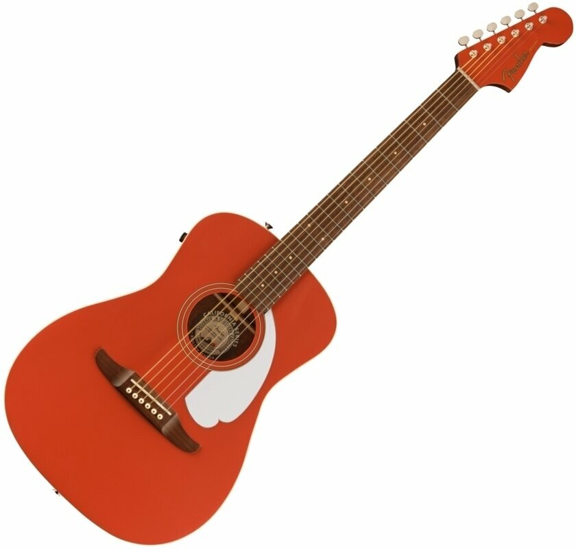 Elektro-akoestische gitaar Fender Malibu Player Fiesta Red