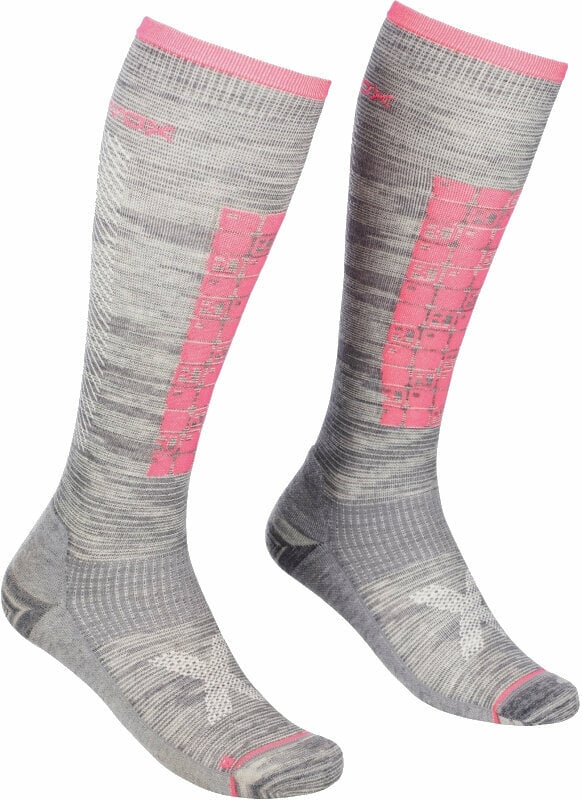 Ski Socks Ortovox Ski Compression Long Socks W Grey Blend 39-41 Ski Socks
