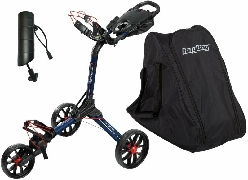Ročni voziček za golf BagBoy Nitron SET Navy/Red Ročni voziček za golf