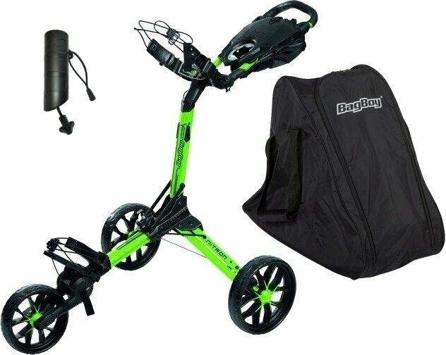 Manuální golfové vozíky BagBoy Nitron SET Lime/Black Manuální golfové vozíky