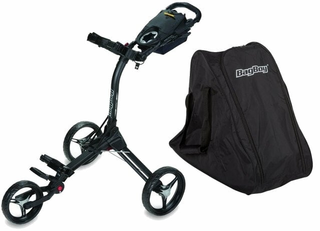 Ročni voziček za golf BagBoy Compact C3 SET Black/Black Ročni voziček za golf
