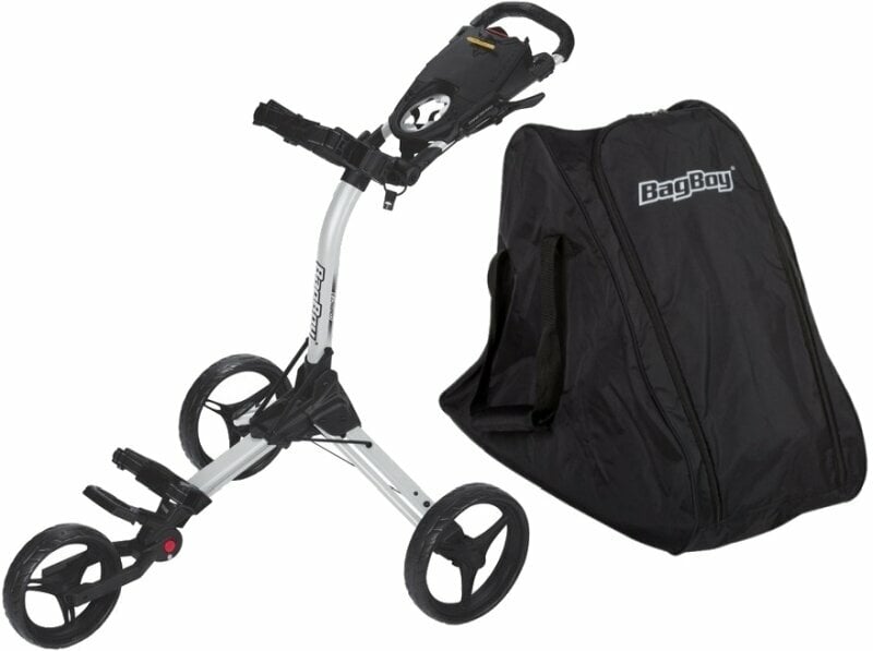 Ročni voziček za golf BagBoy Compact C3 SET White/Black Ročni voziček za golf