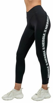 Fitness kalhoty Nebbia High Waisted Side Stripe Leggings Iconic Black XS Fitness kalhoty - 1