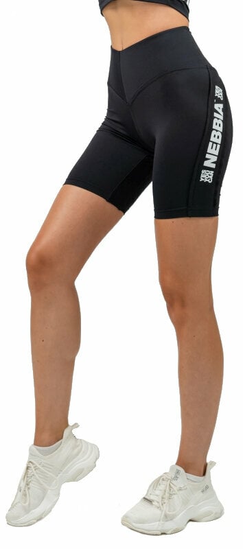 Pantalones deportivos Nebbia High Waisted Biker Shorts Iconic Black M Pantalones deportivos