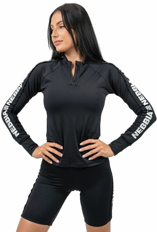 Majica za fitnes Nebbia Long Sleeve Zipper Top Winner Black L Majica za fitnes