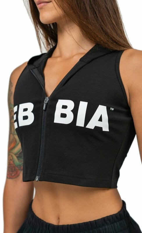 Camisola de fitness Nebbia Sleeveless Zip-Up Hoodie Muscle Mommy Black S Camisola de fitness