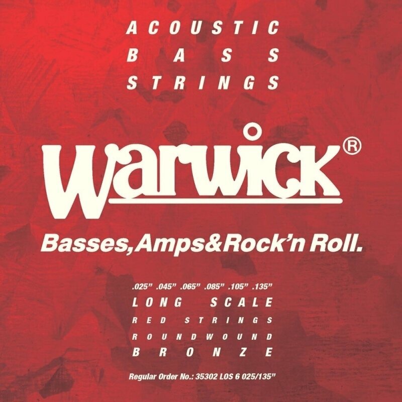 Jeux de 6 cordes basses Warwick Acoustic Bass String 6 025-135 Long Scale