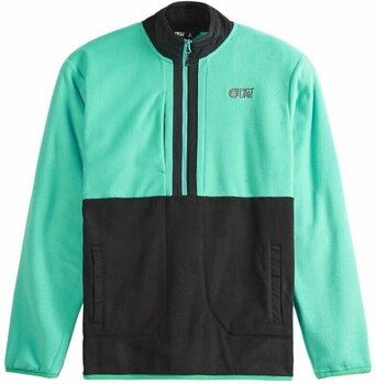 T-shirt/casaco com capuz para esqui Picture Mathew 1/4 Fleece Black/Spectra Green M Ponte - 1