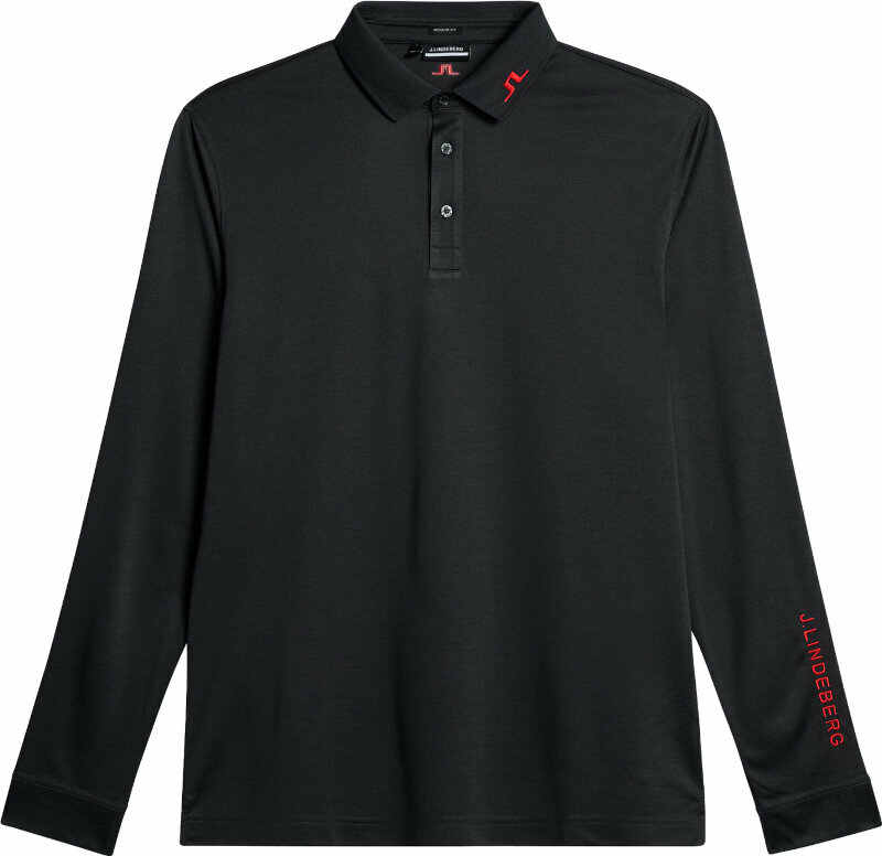 Голф  > Облекло > Ризи за поло J.Lindeberg Tour Tech Long Sleeve Mens Polo Black Melange L