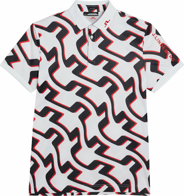 Πουκάμισα Πόλο J.Lindeberg Tour Tech Regular Fit Print Mens Bridge Wave White L Πουκάμισα Πόλο