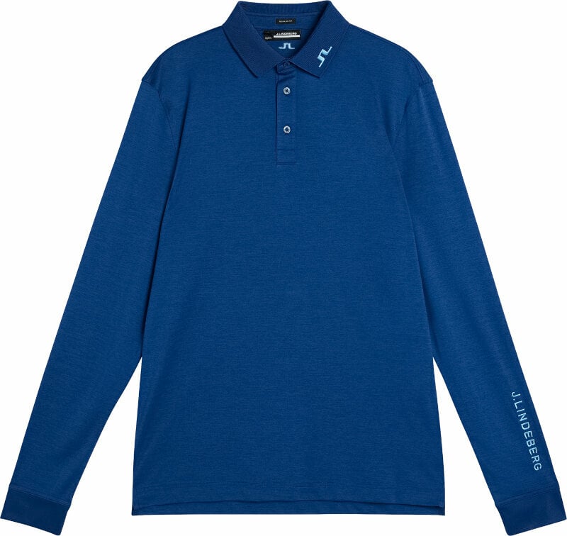 Polo Shirt J.Lindeberg Tour Tech Long Sleeve Mens Blue Melange S Polo Shirt