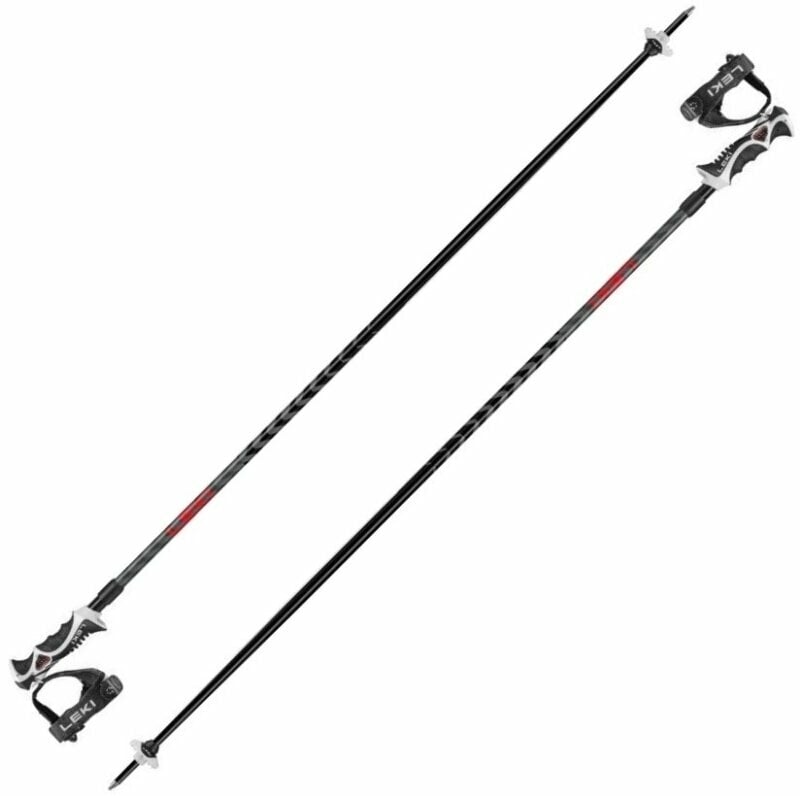 Ski Poles Leki Hot Shot S Eloxal Black/Anodized Grey/Bright Red 110 cm Ski Poles