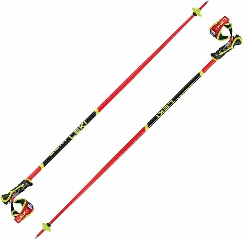 Bastões de esqui Leki WCR SL 3D Bright Red/Black/Neonyellow 125 cm Bastões de esqui