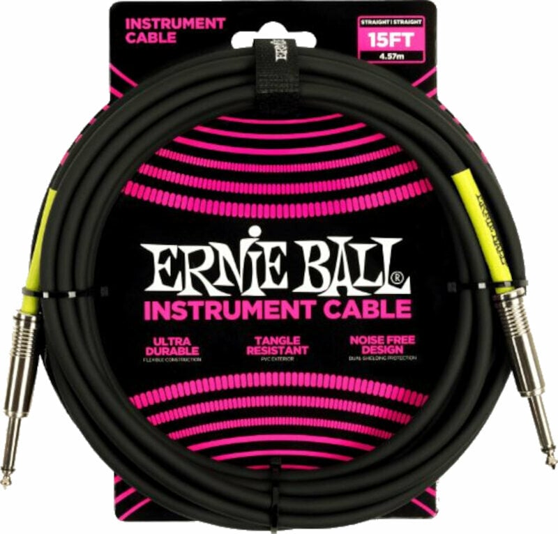 Photos - Cable (video, audio, USB) Ernie Ball PVC Straight Straight Inst Cable Black 4,6 m Straigh 