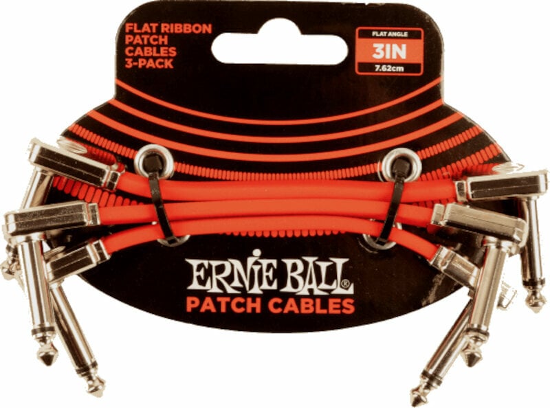 Propojovací kabel, Patch kabel Ernie Ball Flat Ribbon Patch Cable Červená 7,5 cm Lomený - Lomený