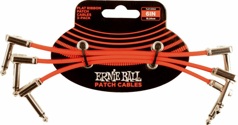 Prepojovací kábel, Patch kábel Ernie Ball Flat Ribbon Patch Cable Červená 15 cm Zalomený - Zalomený