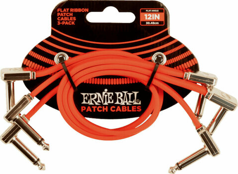 Câble de patch Ernie Ball 12" Flat Ribbon Patch Cable Red 3-Pack Rouge 30 cm Angle - Angle - 1