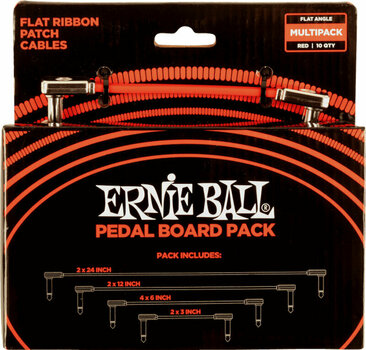 Patchkabel Ernie Ball Flat Ribbon Patch Cables Pedalboard Rot 15 cm-30 cm-60 cm-7,5 cm Winkelklinke - Winkelklinke - 1