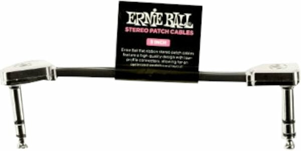 Adapter/Patch Cable Ernie Ball Flat Ribbon Stereo Patch Cable Black 7,5 cm Angled - Angled
