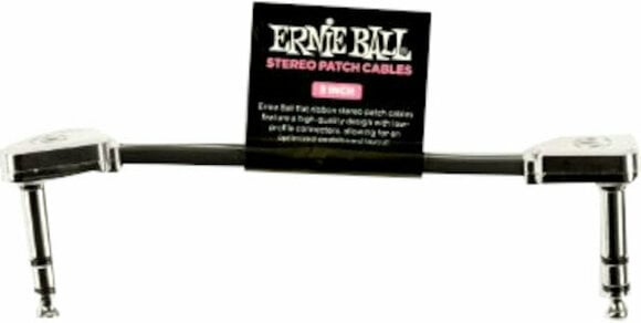 Patchkabel Ernie Ball Flat Ribbon Stereo Patch Cable Schwarz 7,5 cm Winkelklinke - Winkelklinke - 1