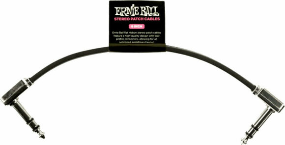 Patchkabel Ernie Ball Flat Ribbon Stereo Patch Cable Schwarz 15 cm Winkelklinke - Winkelklinke - 1