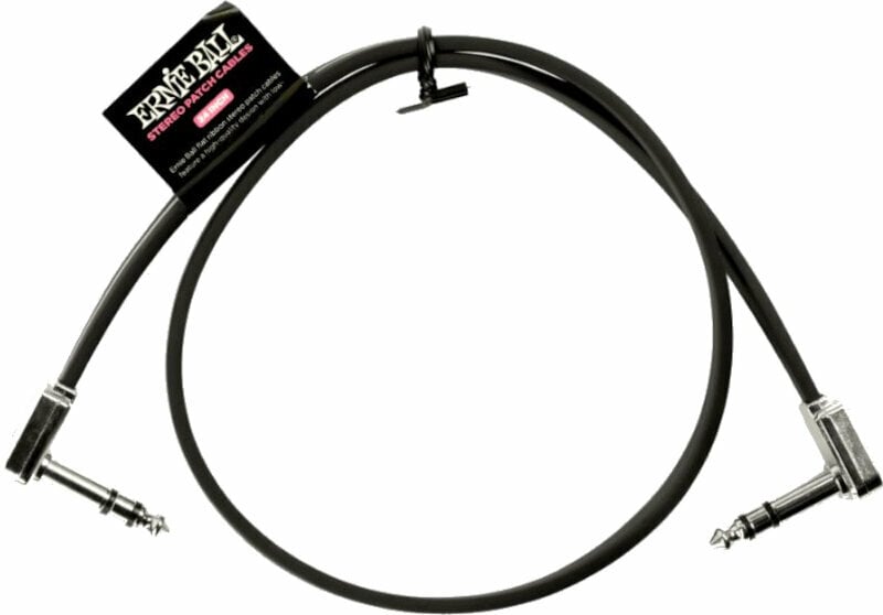 Patchkabel Ernie Ball Flat Ribbon Stereo Patch Cable Schwarz 60 cm Winkelklinke - Winkelklinke