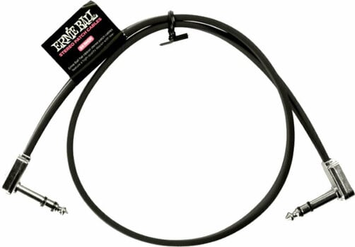 Patchkabel Ernie Ball Flat Ribbon Stereo Patch Cable Schwarz 60 cm Winkelklinke - Winkelklinke - 1