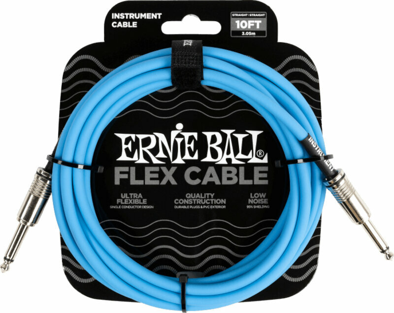 Καλώδιο Μουσικού Οργάνου Ernie Ball Flex Instrument Cable Straight/Straight Μπλε 3 μ. Ευθεία - Ευθεία