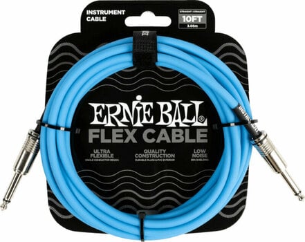 Kabel instrumentalny Ernie Ball Flex Instrument Cable Straight/Straight Niebieski 3 m Prosty - Prosty - 1
