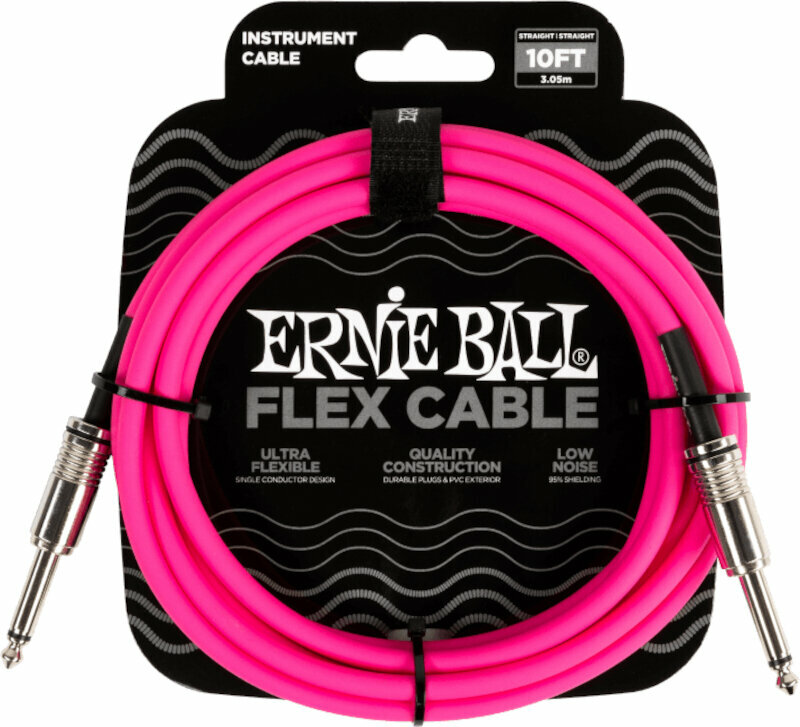Cabo do instrumento Ernie Ball Flex Instrument Cable Straight/Straight Cor-de-rosa 3 m Reto - Reto