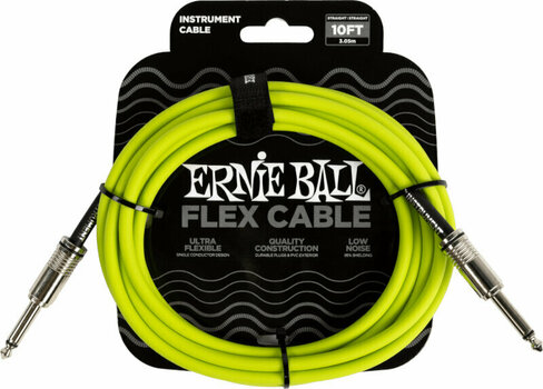 Câble pour instrument Ernie Ball Flex Instrument Cable Straight/Straight Vert 3 m Droit - Droit - 1