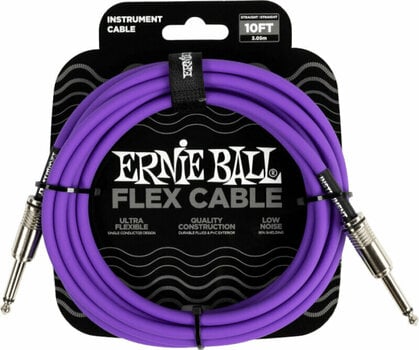 Câble pour instrument Ernie Ball Flex Instrument Cable Straight/Straight Violet 3 m Droit - Droit - 1
