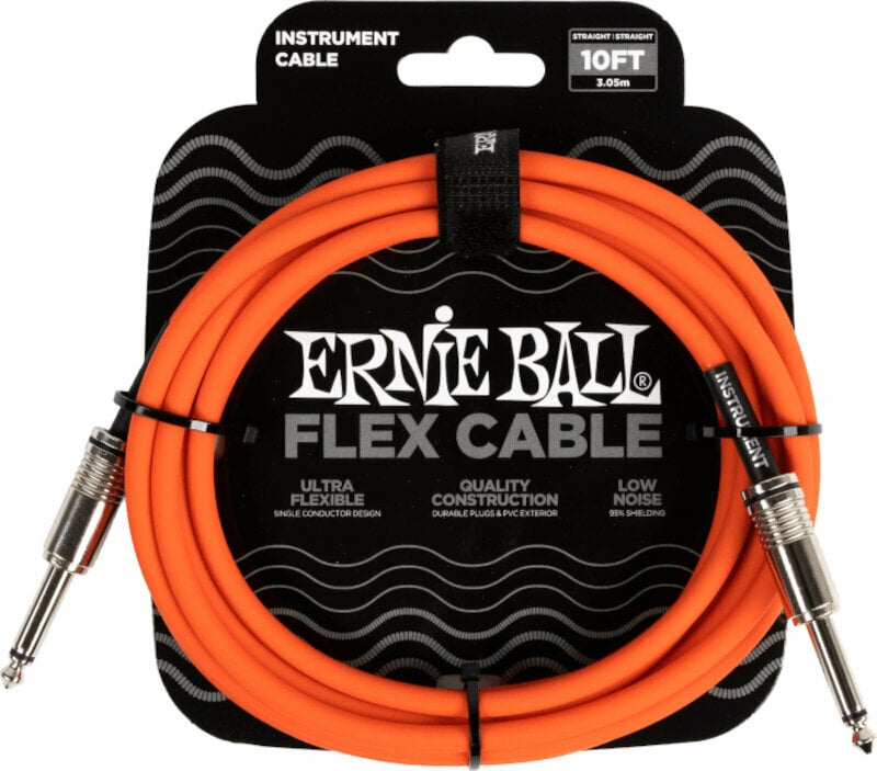 Καλώδιο Μουσικού Οργάνου Ernie Ball Flex Instrument Cable Straight/Straight Πορτοκαλί 3 μ. Ευθεία - Ευθεία