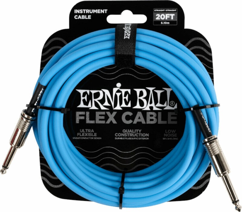 Câble pour instrument Ernie Ball Flex Instrument Cable Straight/Straight Bleu 6 m Droit - Droit