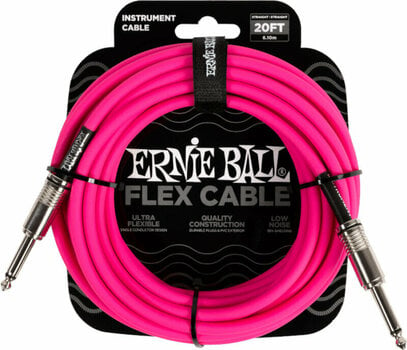 Cabo do instrumento Ernie Ball Flex Instrument Cable Straight/Straight Cor-de-rosa 6 m Reto - Reto - 1