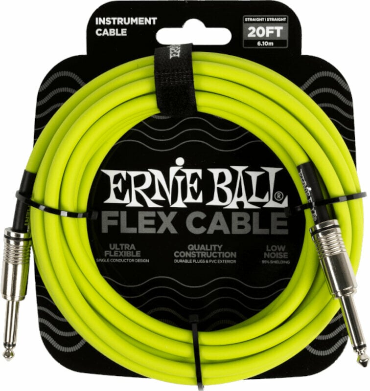 Nástrojový kabel Ernie Ball Flex Instrument Cable Straight/Straight Zelená 6 m Rovný - Rovný