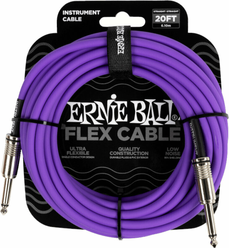 Nástrojový kábel Ernie Ball Flex Instrument Cable Straight/Straight Fialová 6 m Rovný - Rovný