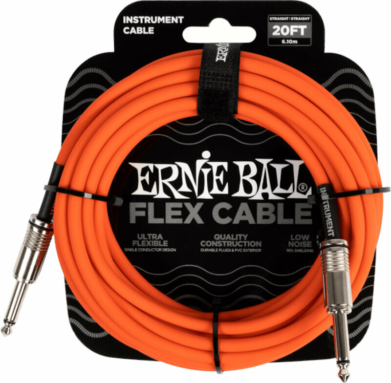 Instrument kabel Ernie Ball Flex Instrument Cable Straight/Straight orange 6 m Lige - Lige