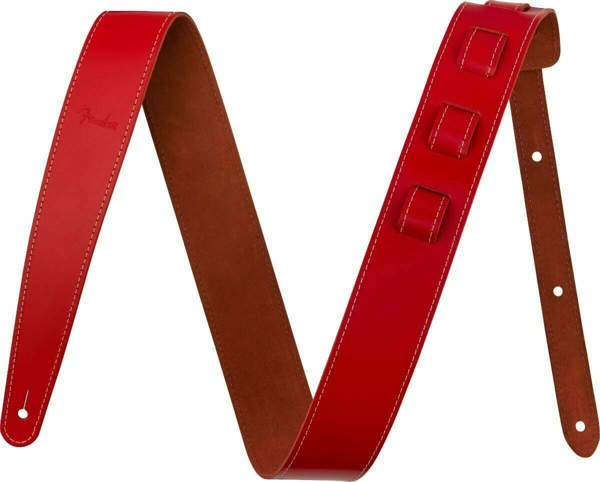 Leather guitar strap Fender 2" Essentials Leather guitar strap Red