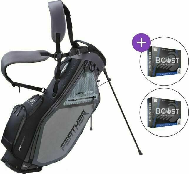 Borsa da golf Stand Bag Big Max Dri Lite Feather SET Grey/Black Borsa da golf Stand Bag