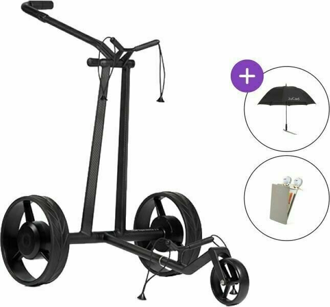 Chariot de golf électrique Jucad Carbon Silence 2.0 SET Black Chariot de golf électrique