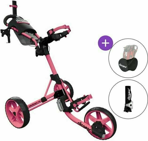 Ръчна количка за голф Clicgear Model 4.0 Deluxe SET Soft Pink Ръчна количка за голф