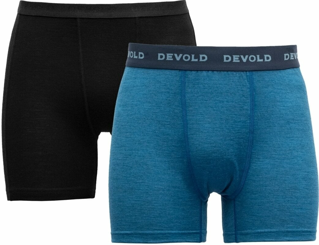 Thermo ondergoed voor heren Devold Breeze Merino 150 Boxer Man 2 Pack Black/Blue M Thermo ondergoed voor heren